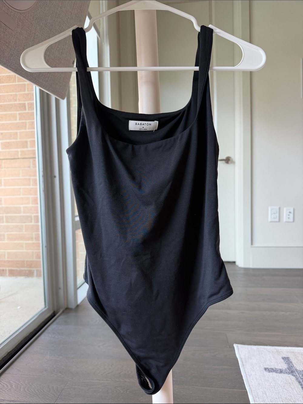 Babaton Black Square-Neck Stretch Bodysuit